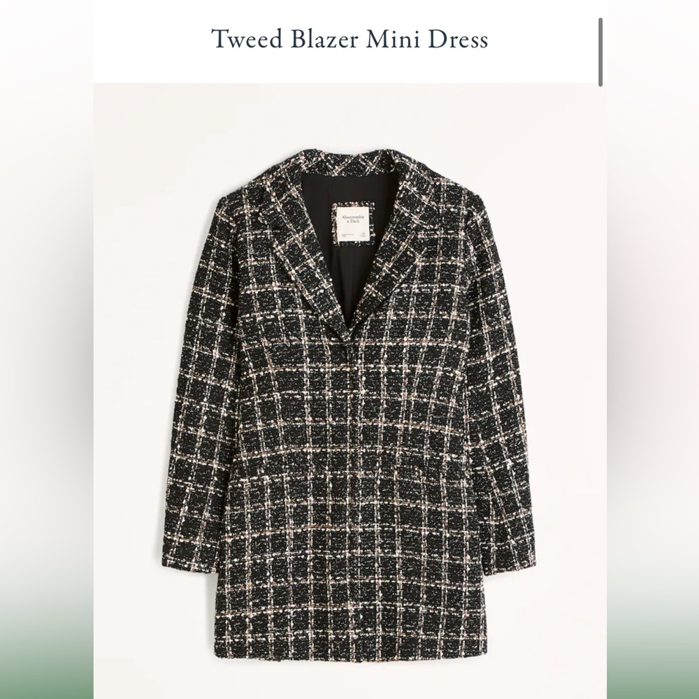 *NWT❗️A&F Black Plaid Tweed Blazer Mini Dress